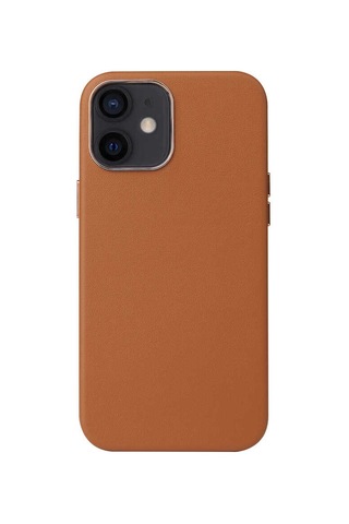 Apple Uyumlu iPhone 12 Mini Uyumlu Zore Leathersafe Wireless Kılıf-kahverengi Kahverengi -