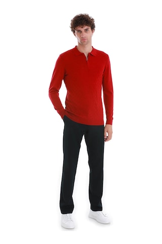 Hatemoğlu Kırmızı Regular Fit Jakarlı Polo Yaka Yünlü Triko Kazak 34202023a003 017 Kırmızı