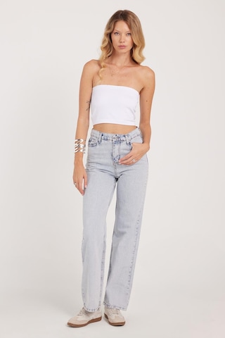 Tudors Kadın Regular Fit Klasik Kesim Pamuklu Bol Paça Açık Mavi Jean Pantolon-39520 Açık Mavi