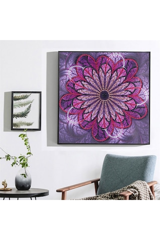 Fosenze 25x25cm Yaratıcı Dıy El Sanatı: Özel Şekil Taş Parçalı Mermer Tablo, Kadife Ve Reçine Taş Malzeme, Çerçeve Hariç Diğer