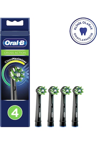 Oral-B Cross Action Clean&Maximiser Şarjlı Diş Fırçası Yedek Başlığı Siyah 4'lü