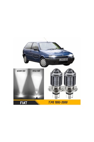 Fiat Tipo 1993-2000 Uyumlu Mercekli Far Ampulü Led Xenon Beyaz Renk Far Şimşek Etkili Csp Led Lamba Uzun Kısa 2 Adet Takım