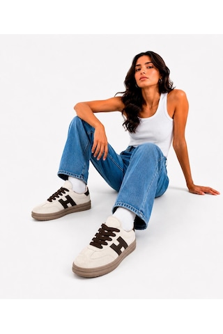 Papucumun Dünyası Unisex Süet Özel Gum Tabanlı Günlük Kullanıma Uygun Retro Sneaker Ekru