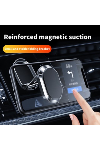 Teltree Magneetik Araç Telefon Stantı - Tüm Modeller İçin Katlanabilir, 360 Döner, Görünümü Engellemeyen, Sert Alüminyum, Temperament Gümüş GÜMÜŞ
