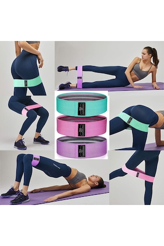 3'lü Set Kalça Direnç Bant Hip Band - Loop Squat Egzersiz Fitne