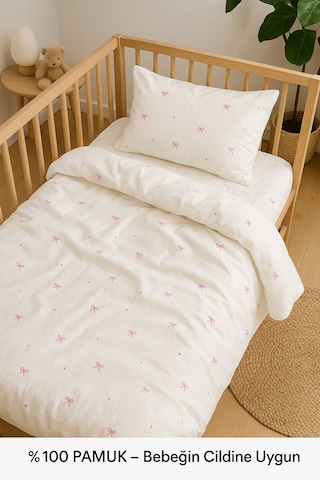 Uçkan Home %100 Pamuk Bebek Nevresim Seti Cilt Dostu 002 Beyaz - Pembe Uçkan Home %100 Pamuk Bebek Nevresim Seti Cilt Dostu 002 Beyaz - Pembe