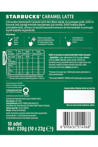 Starbucks Caramel Latte Premium Kahve Karışımı 23g Hazır