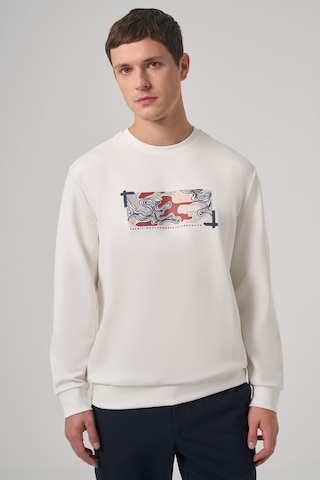 Morven Erkek Ekru Trend Baskılı Bisiklet Yaka Sweatshirt 26ks063007454 Ekru
