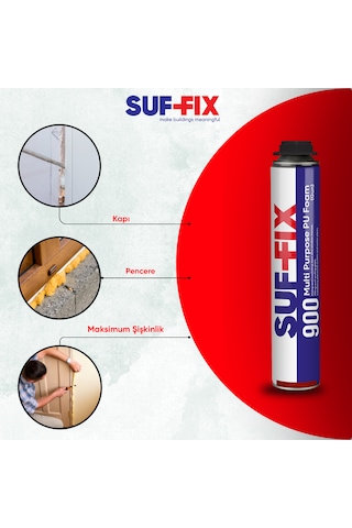 Suf-fix 900 Tabancalı Montaj Köpüğü 750ml Profesyonel Pu Köpük Isı Ses Yalıtım