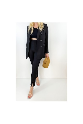 Modaonna Kadın Siyah Oversize Blazer Ceket Siyah
