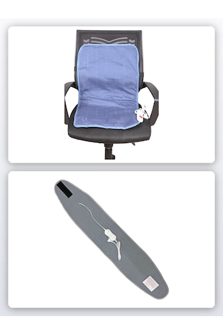 Isıtel Elektrikli Sandalye Isıtıcısı, Sauna Belt Elektrikli Bel Ve Sırt Isıtıcı Korse Kemer Gri - Beyaz