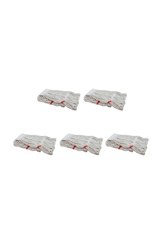 Cod-Ex Dar Yedek Islak Mop Paspas Ucu Başlığı Püskül Pamuklu Beyaz 5'li 450 G 17 CM