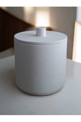 Kırık Beyaz Beton Mutfak Ve Banyo Çöp Kovası, 4 Litre,dekorasyon,aksesuar Beyaz