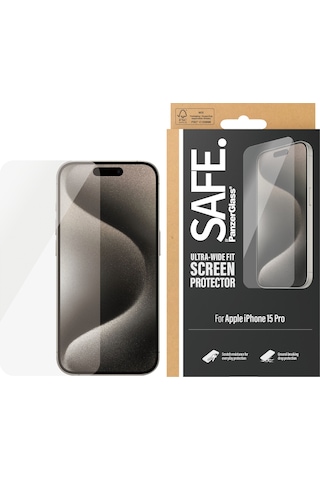 Safe. By Panzerglass Apple iPhone 15 Pro Uyumlu Ultra-wide Fit Çerçeve Aparatlı Tam Koruma Ekran Koruyucu