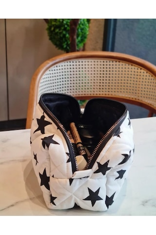Meryy Collectıon Makyaj Organizer Çanta Yıldız Desenli Orta Boy