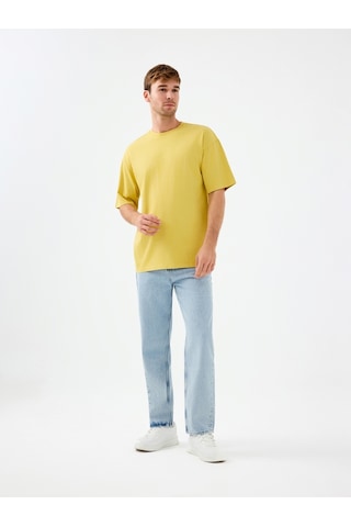 Oversize Fit Erkek Tshirt K.kol Dirty Yellow