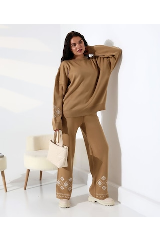 Marakeş Esintisi Alt-üst Triko Takım Kamel