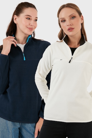 Lela Slim Fit Yumuşak Dokulu Anti-Pilling Tüylenme Yapmayan 2'Li Paket Bayan Polar 5907000S2 Ekru-Lacivert
