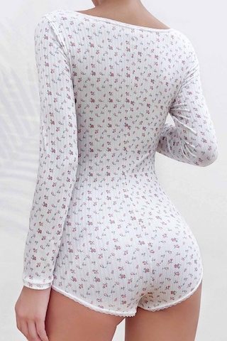 Merry See Çiçek Desenli Tasarım Tulum Gecelik Body Çok Renkli