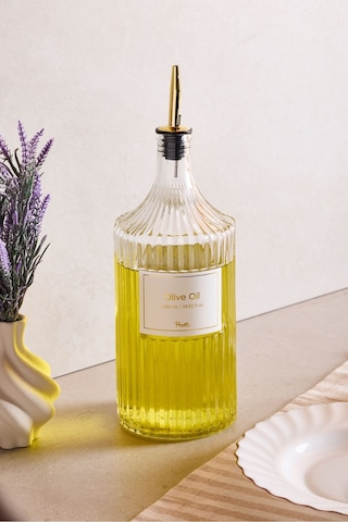 Perotti Viking 1000 Ml Cam Şişe Ve Yağlık Kapaklı Çift Kapaklı Gold Gold