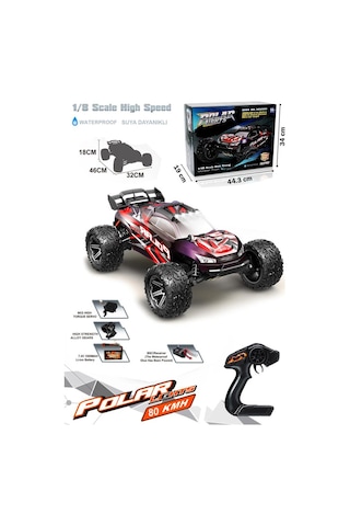 Büyük Boy Kumandalı Yüksek Hızlı Elektrikli Suya Dayanıklı 80km/h 1:8 Rc Oyuncak Araç Full Fonksiyon Araba Kırmızı Kırmızı