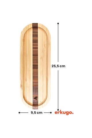 Bambu Kalp Desenli Oval Servis Tabağı, Sunum Tabağı  25.5 x 9.5 CM