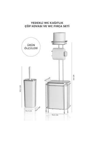 Okyanus Home Krom Yedekli Wc Kağıtlık - Beyaz Çöp Kovası Ve Wc Fı Beyaz