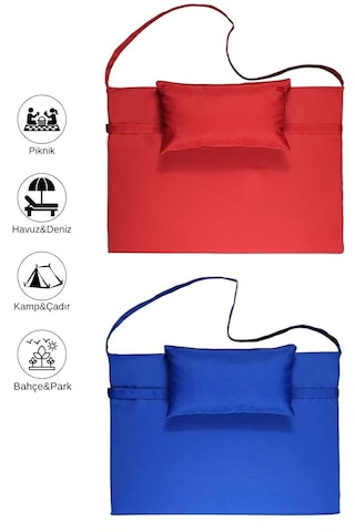 Reyo 2 Adet Taşınabilir Katlanır Plaj Havuz Minderi, Şezlong Minderi Kamp Yatağı Mavi/kırmızı 8908-8899 Mavi/kırmız