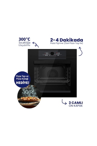 Ferre Pizzart & Fryart QEP65CS+BL135+D063-SA 5 Gözlü Ankastre Set Siyah