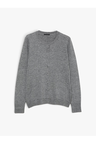 Sisley Yün Ve Kaşmir Karışımlı Ribana Detaylı Bisiklet Yaka Hırka Kadın Gri Hırka - 325a102hm5237