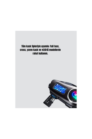 Lcd Ekranlı Kask Kulaklığı Fm Ra Sd K Girişli
