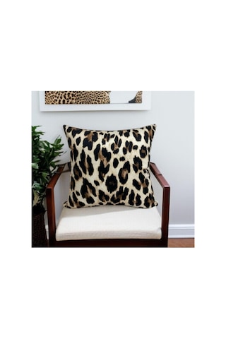 Leopar Desen Çift Taraflı Dijital Baskılı Dekoratif Kırlent Kılıfı 45x45 Diğer