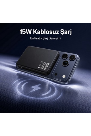 Bix Pb51 5000mah 15w Magsafe Manyetik Kablosuz Şarjlı 20w Type-c Semi-solid Bataryalı Dahili Kablolu Mini Powerbank Süt Beyazı