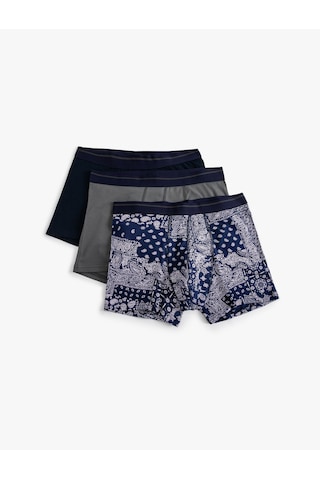 Koton 3'lü Boxer Seti Baskılı Çok Renkli Pamuklu Lacivert 5wlm90015mk Lacivert