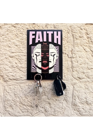 Cajuart Urban Sokak Stili Tasarım Faith İnanç Duvar Askısı Anahtarlık Dekor