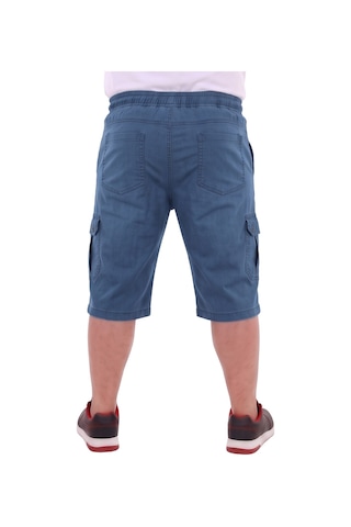 Erkek Battal Beden 115-176 Kilo Arası İçin Uygun Dizaltı Kargo Cepli Likralı Uzun Jeans Kapri Mavi