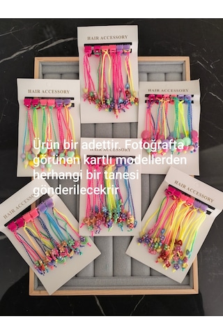 Bir Kart Sallantılı Mandallı Kız Çocuk Tokası Figürlü Mandal Toka Pembe