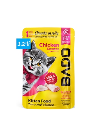 Bado Yavru Yaş Kedi Maması Tavuk Etli 85gr 12'li