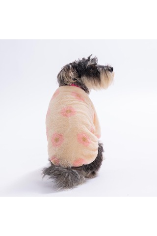 Krem Çiçek Desenli Soft Garden Sweat Dar Kalıp Kedi Köpek Sweati Kedi Köpek Kıyafeti Köpek Peluşu Sıcak Tutan Sweat