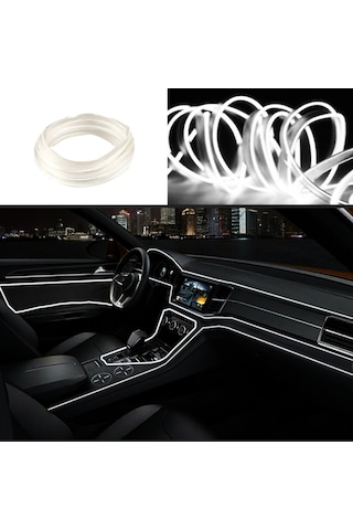 Neon Beyaz Torpido Ledi Araç İçi Renkli Neon Şerit İp 2 Metre
