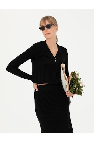 Pierre Cardin Kadın Siyah Triko Kazak 50276214-vr046 Siyah