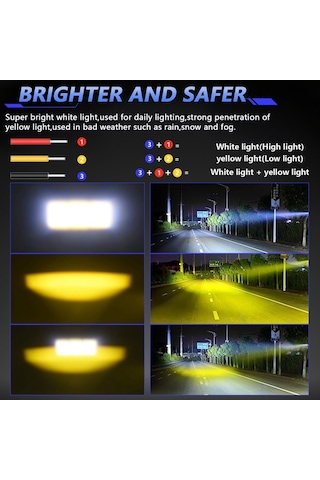 Motosiklet Spotları Çift Renkli Lazer Farlar Sis Farları