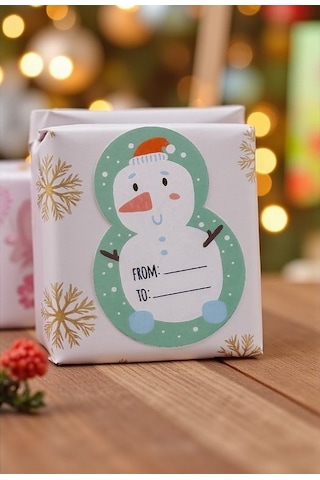 Yılbaşı Kardan Adam Şekilli Sticker Seti, Yeni Yıl Süs Ve Hediye& Çok Renkli