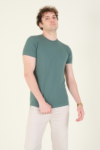 Giyim Dünyası Erkek Sıfır Yaka Basic T-shirt Yeşil 001