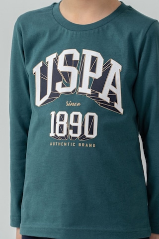 U.S. Polo Assn. Erkek Çocuk Pijama Takımı Baskılı Yeşil Uzun Kol Pijama Takımı Us2636-c-v2 Us2636-c-v2