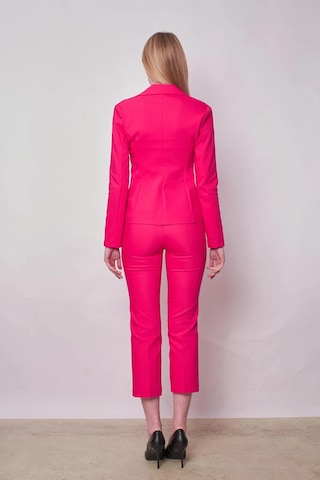 Kadın Yakalı Cep Kapaklı Uzun Kol Hafif Likralı Kumaş Blazer Ceket Pantolon Jument 40076 -fujya Fujya