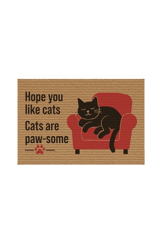 Decovetro Kapı Önü Halı Paspas Kedi Hope You Like Cats Baskılı 40 X 60 Cm Çok Renkli