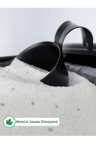 Bölmeli Metal Kapaklı Ölçekli Deterjanlık, Toz Deterjanlık Saklama, Banyo Düzenleyici, Laundry Baskılı Ln1258 - Krem Bej