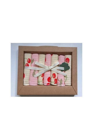 %100 Coton 7li Bebek Ağız Silme Mendili Vişne Diğer