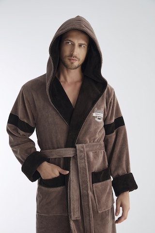 Legend Nakış Triga Bukle Bambu Cotton Erkek Bornoz Kahve